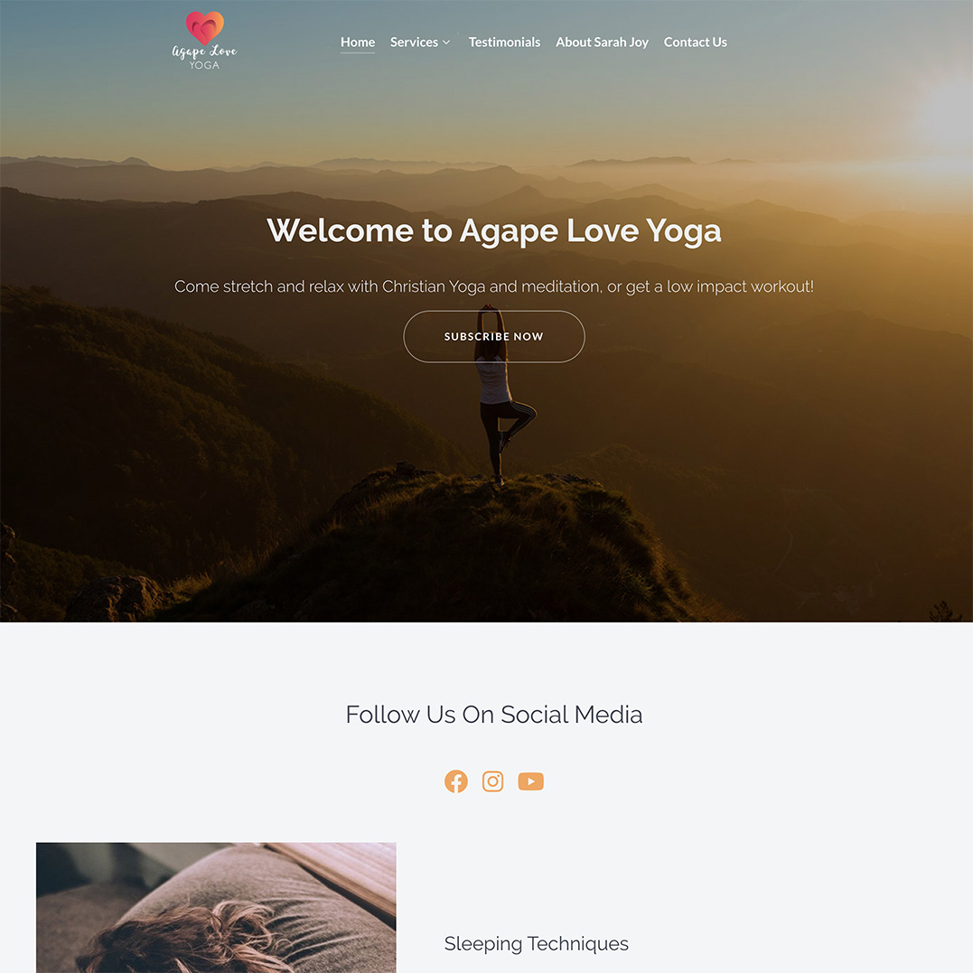 Agape Love Yoga Website