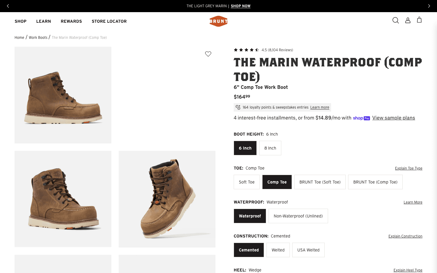 BRUNT work boots collection page