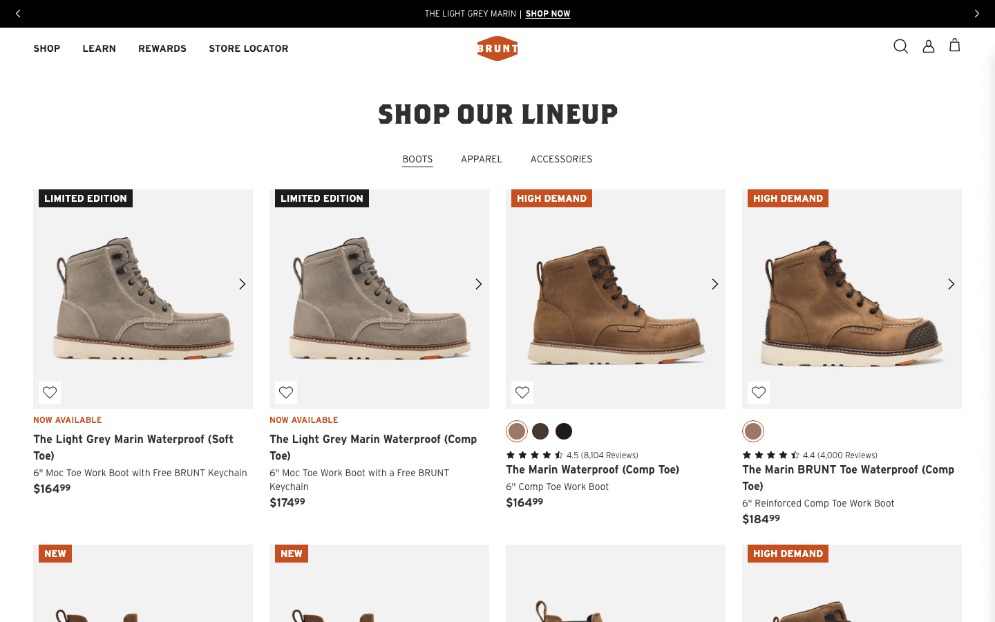 BRUNT configurable product detail page